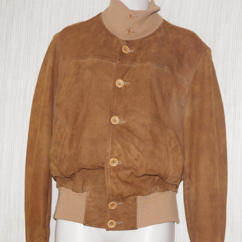 UMBERTO OLIVIERI Suede Bomber Leather Jacket Size Italy 48